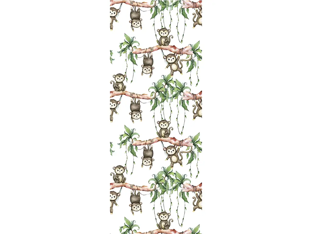 Fototapet cameră copii, maimuţe jucăuşe printre crengi, Marburg Little Adventures, 106x270 cm