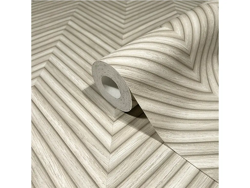 Tapet chevron textură lemn greige, Marburg Travertino 33373, vlies extralavabil