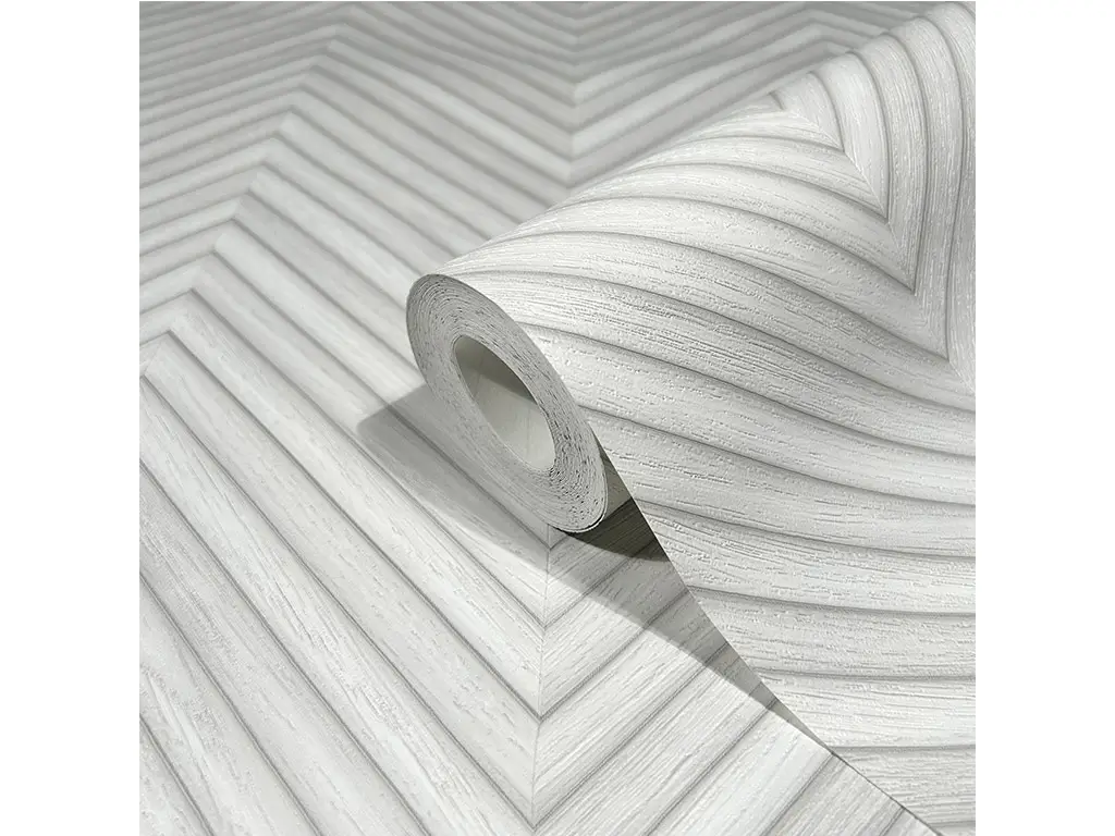 Tapet chevron textură lemn gri deschis, Marburg Travertino 33375, vlies extralavabil