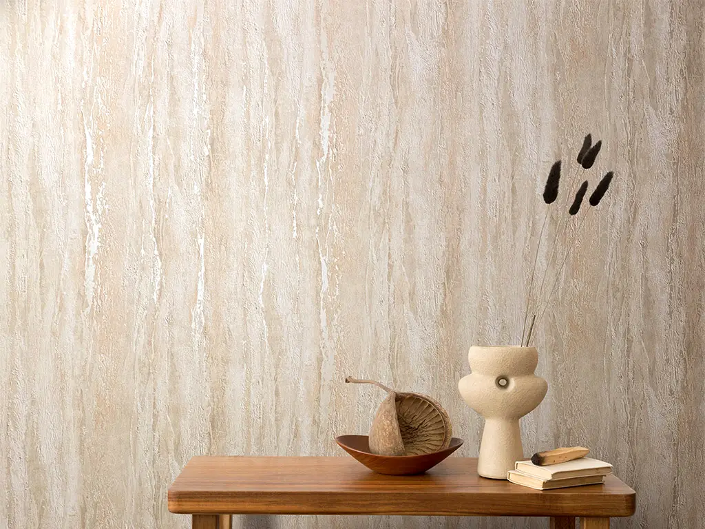 Tapet imitaţie decorativă bej, material texturat, Marburg City Romance 35154, 053x10 metri