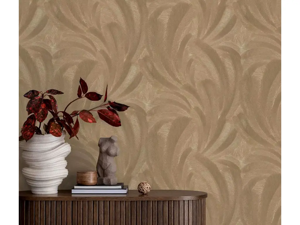 Tapet vlies Erismann Elysium 1047630, decor cu frunze aurii, rolă de 0.53x10 meri