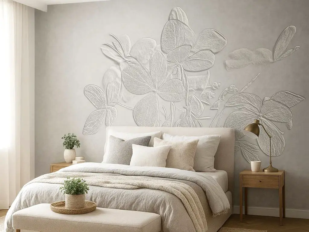 Fototapet floral gri, Fall Leaves, vlies lavabil - 400x260 cm