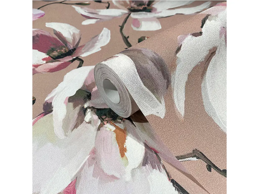 Tapet floral bej cu magnolii, Marburg Kyoto 47465, vlies, rolă de 5mp