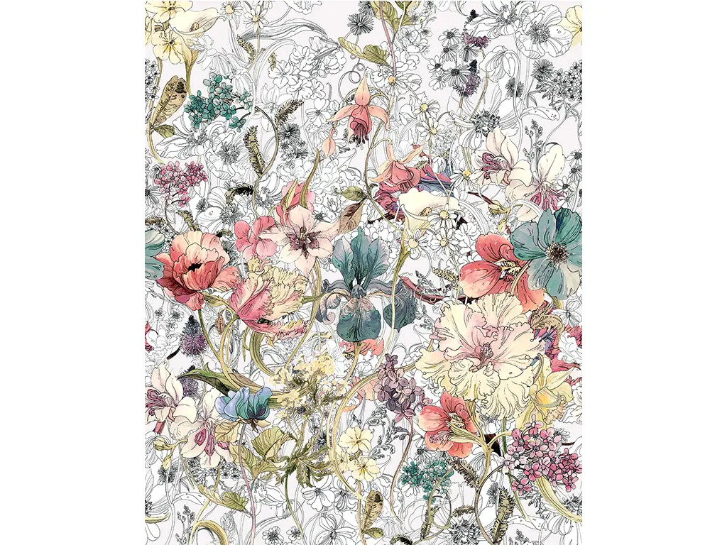 Fototapet floral multicolor, Komar Magic Meadow, pe suport vlies, 200x250 cm