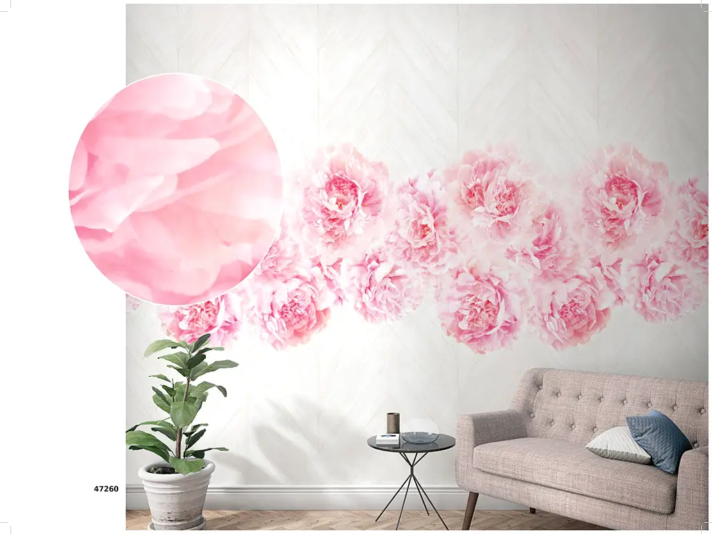 Fototapet floral roz, Marburg 47260, pe suport vlies, 159x270 cm