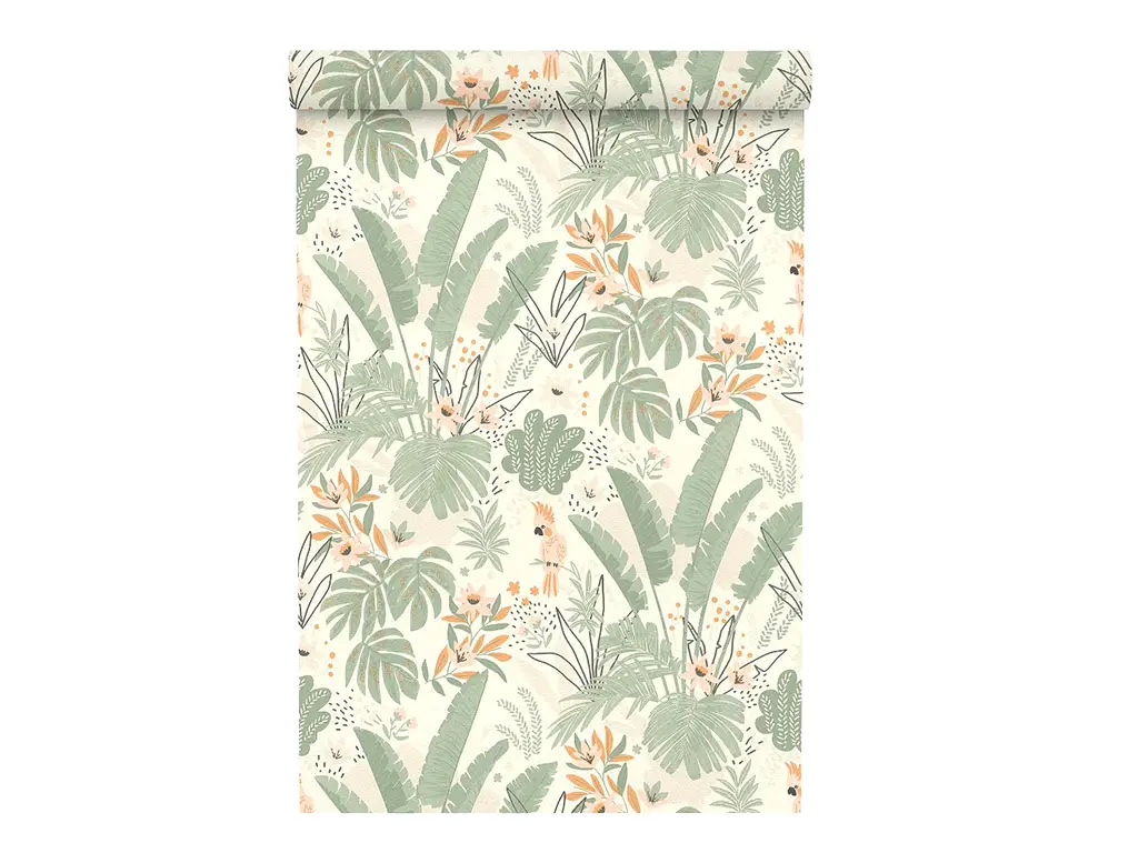 Tapet decor tropical verde pastel, Rasch 460674