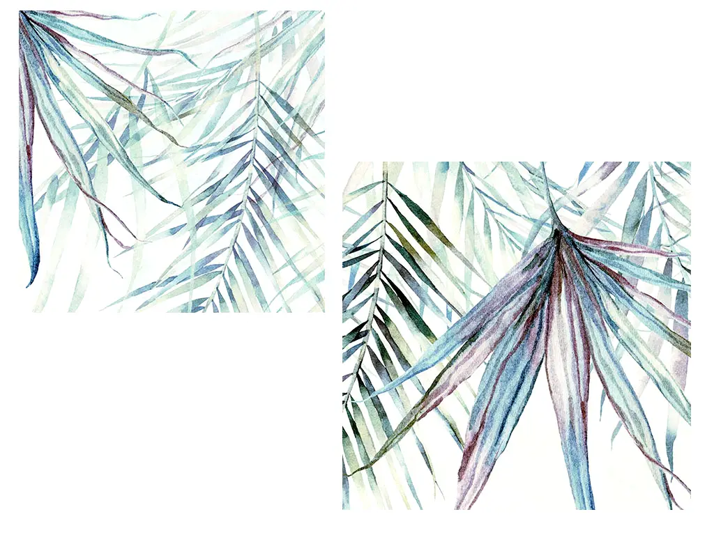 Fototapet alb cu frunze, Komar Palm Spring, 350x250 cm