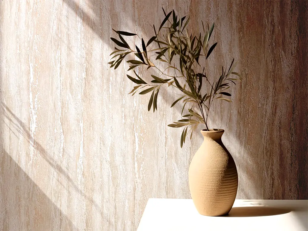 Tapet imitaţie decorativă bej, material texturat, Marburg City Romance 35154, 053x10 metri