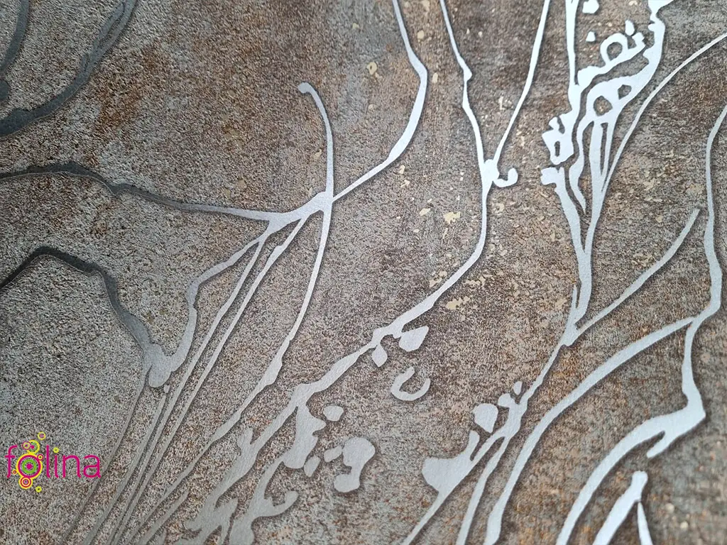 Tapet maro deschis cu model abstract argintiu, Marburg City Glow 34255
