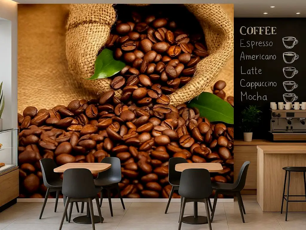 Fototapet bucătărie Boabe de cafea, Dimex, maro, 375x250 cm