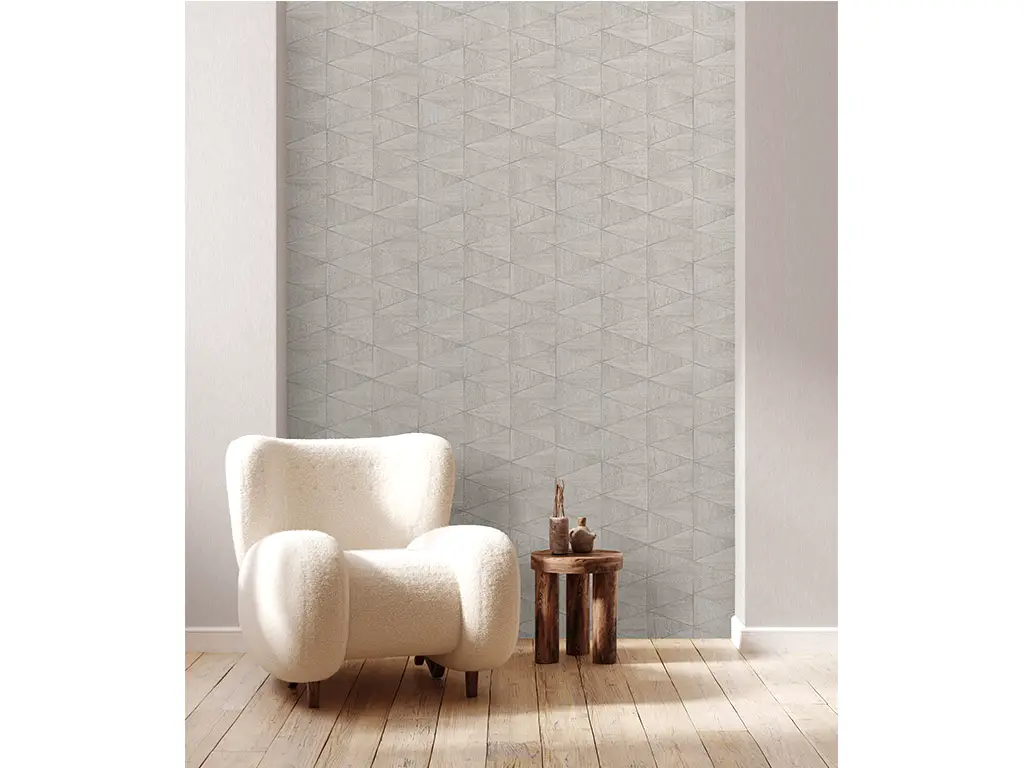 Tapet cu model geometric şi textură lemn, Marburg Travertino 33357, vlies extralavabil