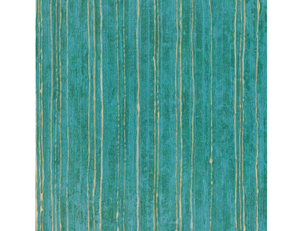 Tapet modern verde turcoaz cu dungi aurii, Aurum 57703