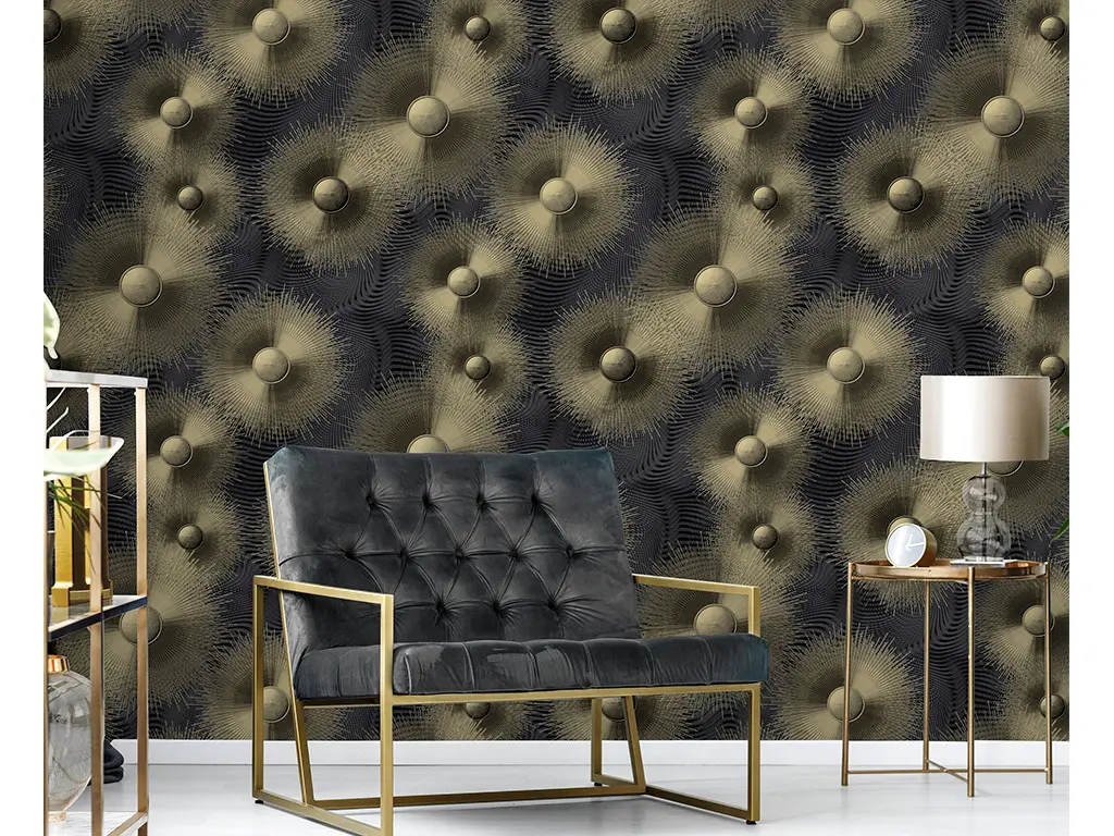 Tapet modern negru cu model auriu, Erismann Elle decoration 1019115