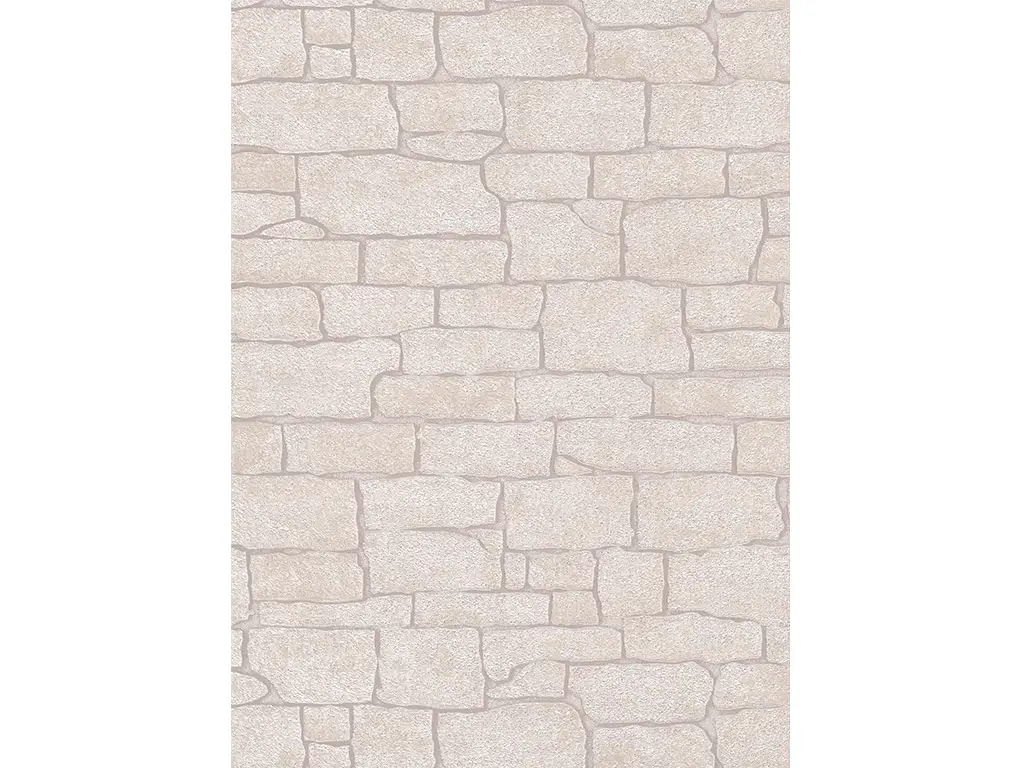 Tapet imitaţie zid piatră crem cu sclipici argintiu, Erismann Imitations 1009102