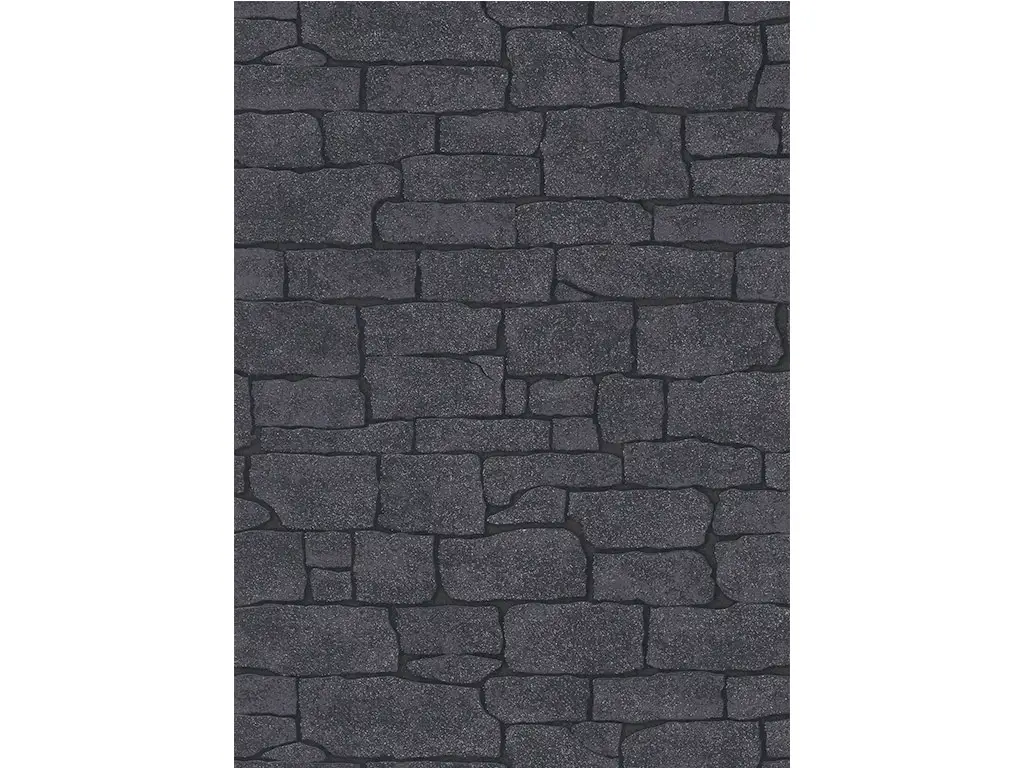 Tapet imitaţie zid piatră neagră cu sclipici argintiu, Erismann Imitations 1009115