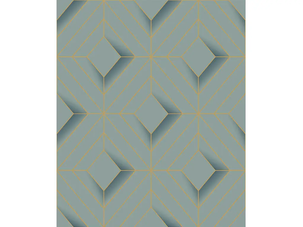Tapet modern vernil, Ugepa, model geometric cu linii aurii, Galactik L61401