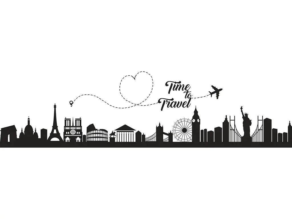 Sticker decorativ Travel, Folina, negru, 200x52cm