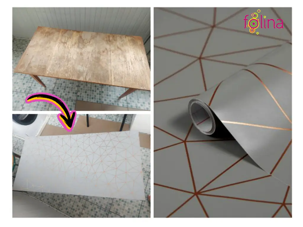 Autocolant mobilă decorativ Tico Gold, d-c-fix, gri cu linii bronz, rolă de 67x200 cm