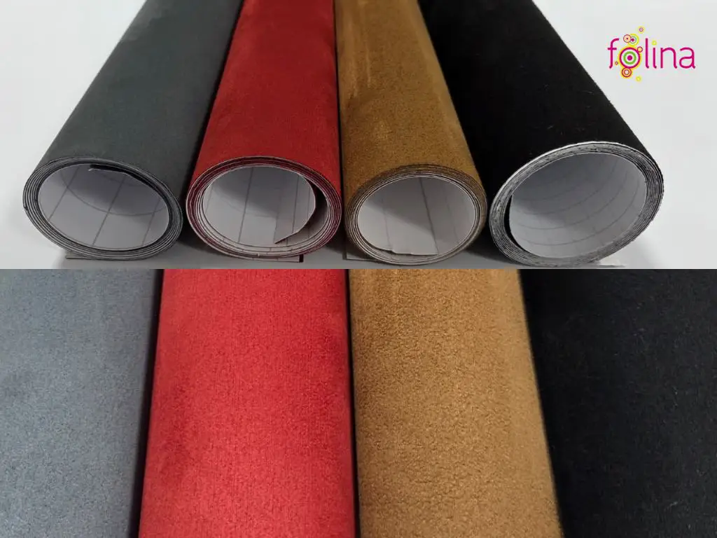 Material autoadeziv imitație piele întoarsă neagră (Suedette), lățime 152 cm, se vinde la metru liniar