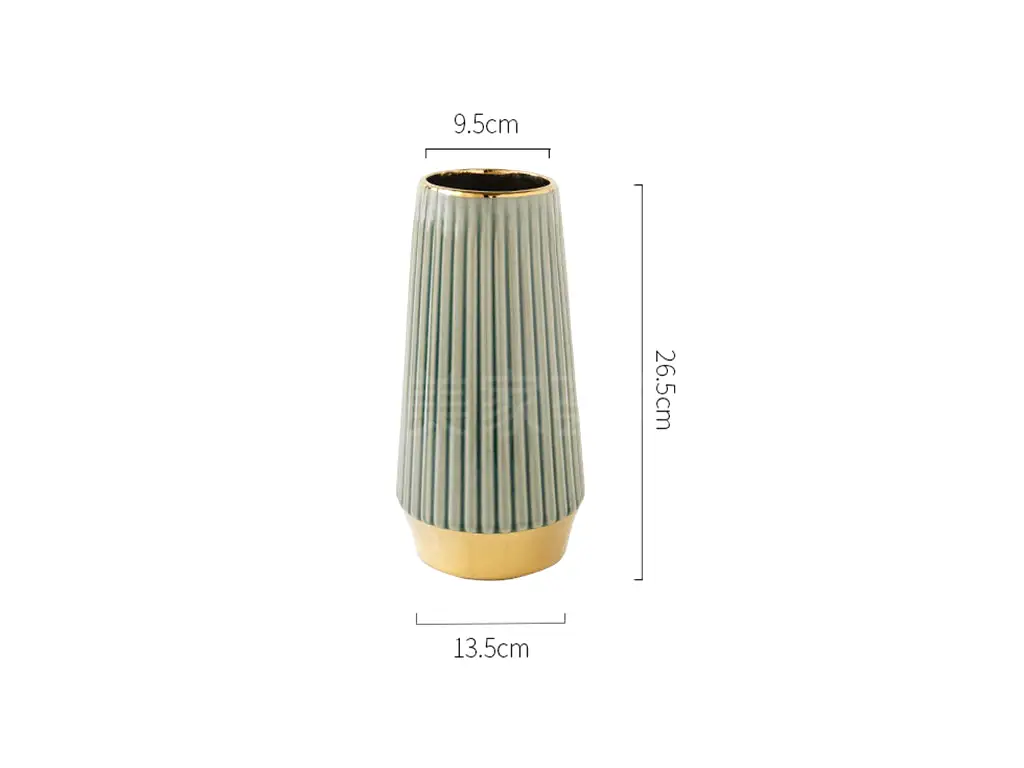 Vază ceramică cu detalii aurii, design elegant, 26 cm înălţime