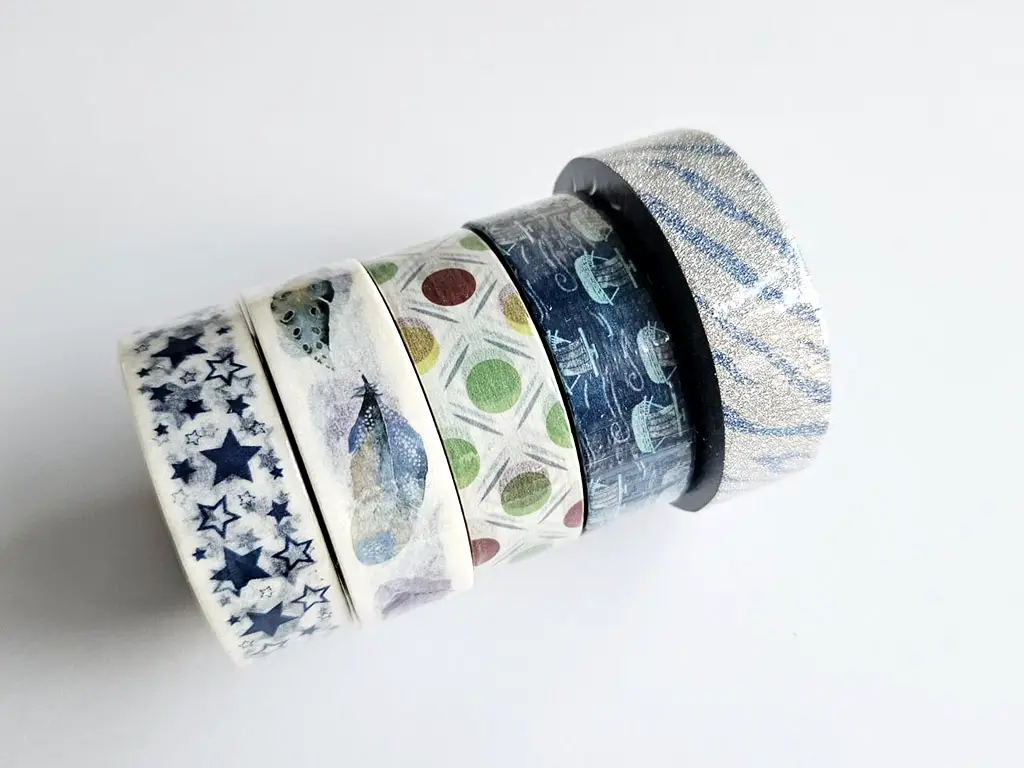 Set 5 role washi tape, bandă adezivă, Folina MIX3, 15 mmx10 m