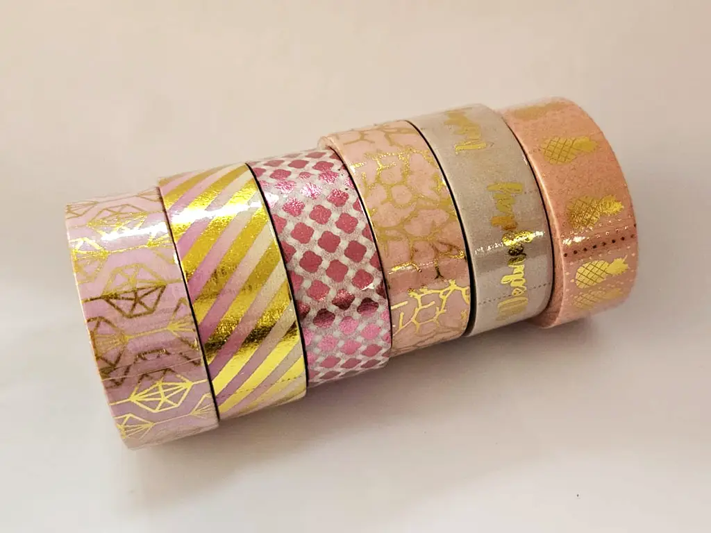 Set 6 role washi tape, benzi adezive decorative, modele roz