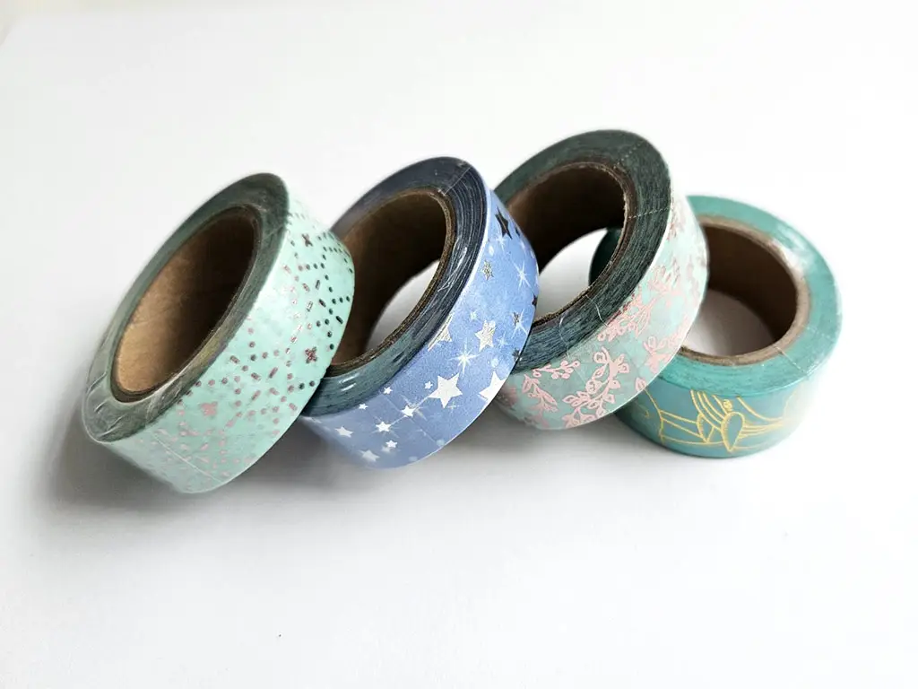 Set 4 role washi tape, benzi adezive decorative, modele turcoaz