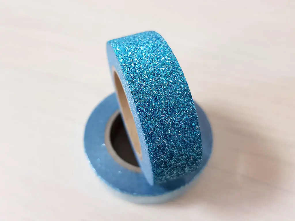 Bandă adezivă Washi Tape Glitter turcoaz verzui, Folina, dimensiune bandă 15 mm lăţime x 5 m lungime