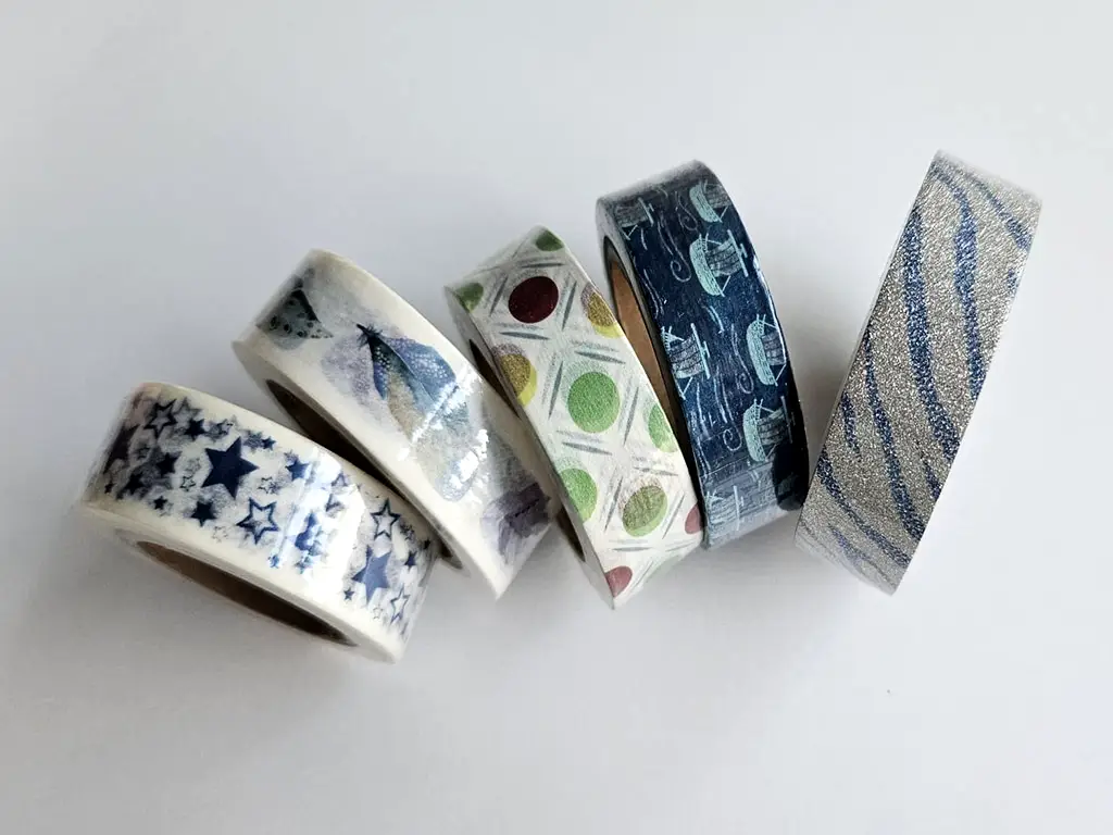Set 5 role washi tape, bandă adezivă, Folina MIX3, 15 mmx10 m