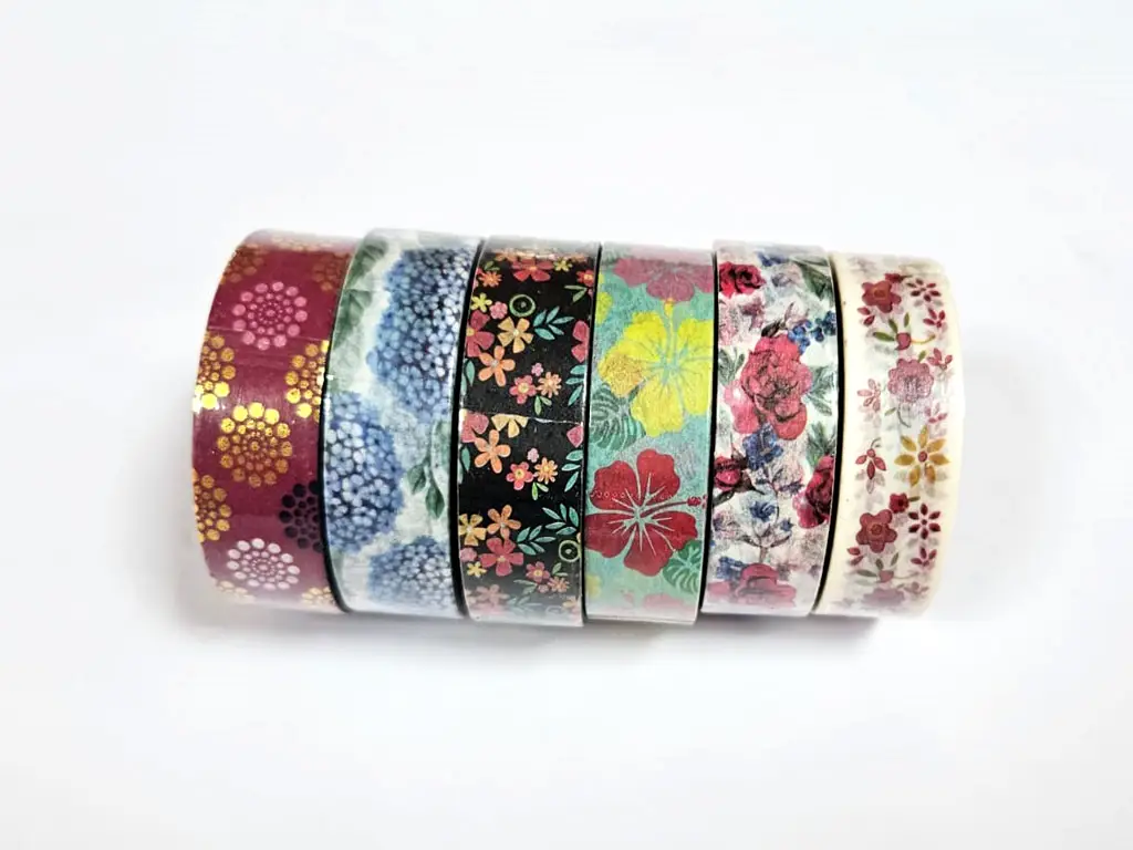 Set 6 role washi tape, benzi adezive cu flori, Folina MIX10