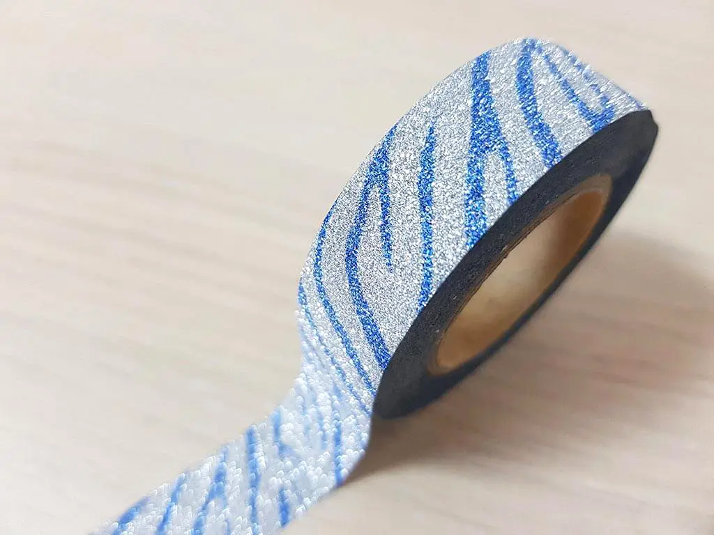 Bandă adezivă Washi Tape Glitter Waves, Folina, model cu sclipici, 15mmx5m