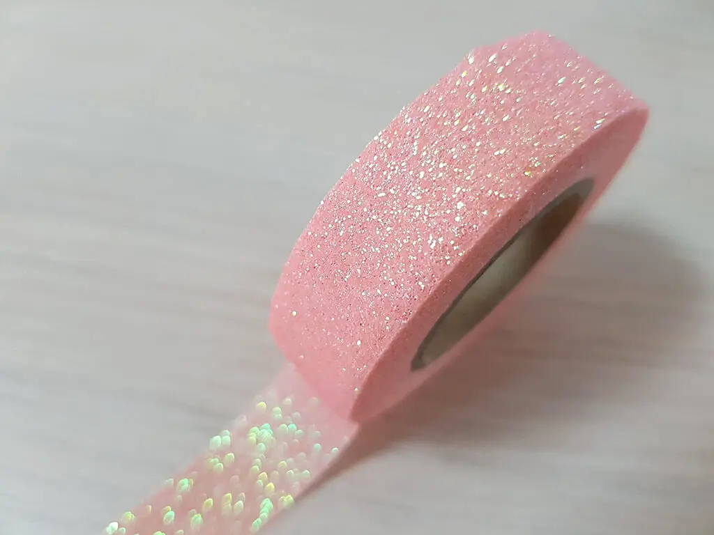 Bandă adezivă Washi Tape Glitter Somon, Folina, cu sclipici,15mmx5m