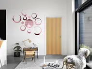 Set 15 stickere oglindă cercuri, Folina, decoraţiune perete din oglindă acrilică roz