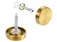 Set 4 șuruburi cu capac cromat, auriu, pentru plăci acrilice sau oglinzi, diametru cap 19mm