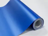 Autocolant albastru satinat, Folina, cu aspect mat, rolă de 75x300cm