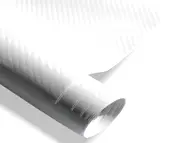 Autocolant alb carbon 3D, Folina, aspect mat, cu tehnologie de eliminare bule aer, rolă de 152x200cm