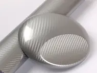 Folie carbon 5D argintiu lucios, material bubblefree, rolă de152x200 cm