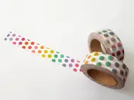 Bandă adezivă Washi Tape, Folina, model cu buline colorate, rolă bandă adezivă 15 mmx10 m