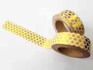 Bandă adezivă Washi Tape Damasc Auriu, Folina, imprimeu geometric, rolă bandă adezivă 15 mmx10 m