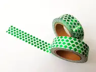 Bandă adezivă Washi Tape Damasc Smarald, Folina, imprimeu geometric, rolă bandă adezivă 15 mmx10 m  