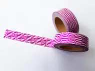 Bandă adezivă Washi Tape, Folina, culoare roz cu dungi, rolă bandă adezivă 15 mmx10 m