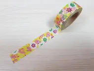 Bandă adezivă Washi Tape Pascal, cu model flori şi iepuraşi, rolă de 15mmx10 metri