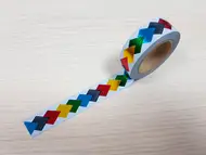 Bandă adezivă Washi Tape, Folina, model romburi colorate, efect metalic, 15mm x 10m