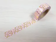 Bandă adezivă Washi Tape Gold design, Folina, culoare roz, dimensiune bandă 15mm x 10m