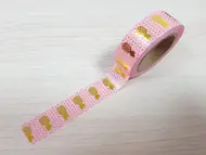 Bandă adezivă Washi Tape Pineapple Gold, Folina, culoare roz, dimensiune bandă 15 mm lăţime x 10 m lungime