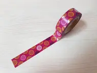 Bandă adezivă Washi Tape, Folina, vişinie cu model rozete, rolă de 15mmx10 metri