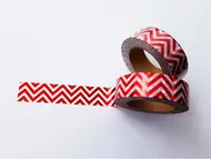 Bandă adezivă Washi Tape Zigzag, Folina, culoare roşie, rolă bandă adezivă 15 mmx10 m