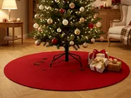 Covor protecție pentru brad din pâslă roșie, 90 cm diametru