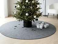 Covor protecție pentru brad din pâslă gri, 90 cm diametru