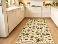 Covor antiderapant bucătărie, traversă din vinil cu model floral, 70 cm lățime